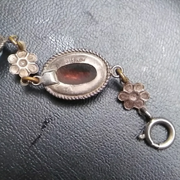 VINTAGE STERLING Silver "Dragons Breath" Foil Glass Stone BRACELET. - Picture 2 of 7